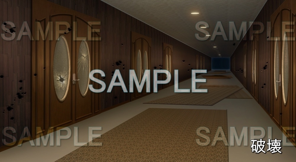 【背景素材】パーティ会場通路 破壊差分有り (特殊編part02-bg060h)