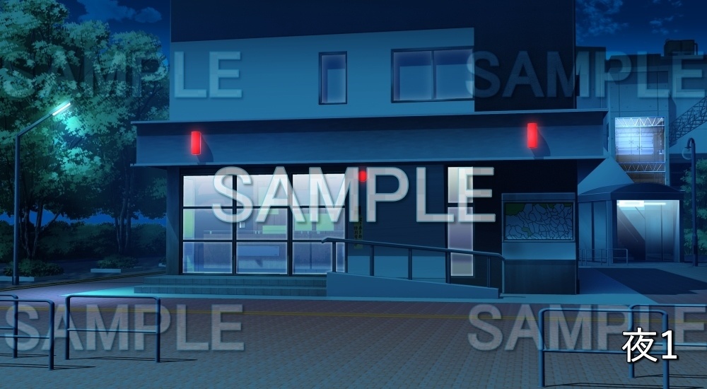 【背景素材】交番前 (特殊編part02-bg061h)