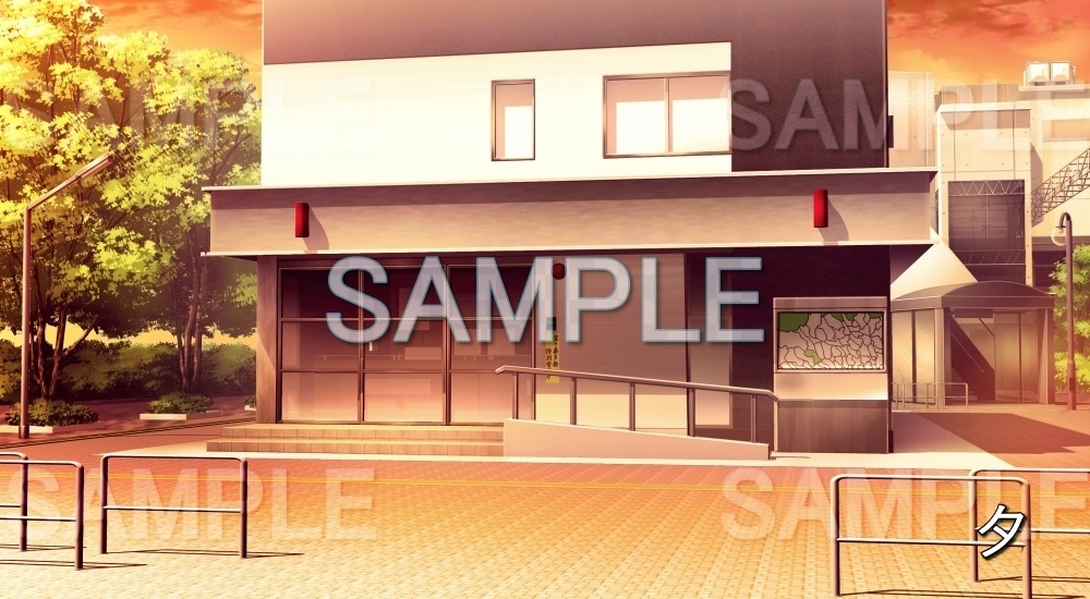 【背景素材】交番前 (特殊編part02-bg061h)