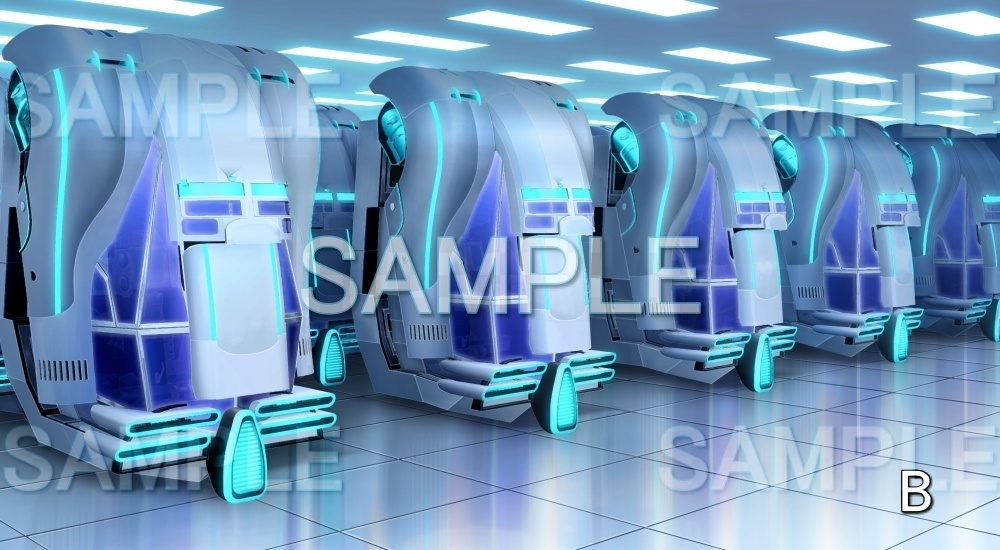 【背景素材】コンピュータールーム/カプセル 破壊差分有り (未来編part01- bg017b)