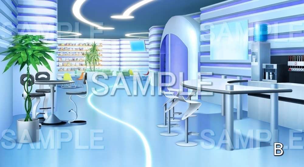 【背景素材】休憩室/リフレッシュルーム 破壊差分有り (未来編part01-bg022hlay_sn)