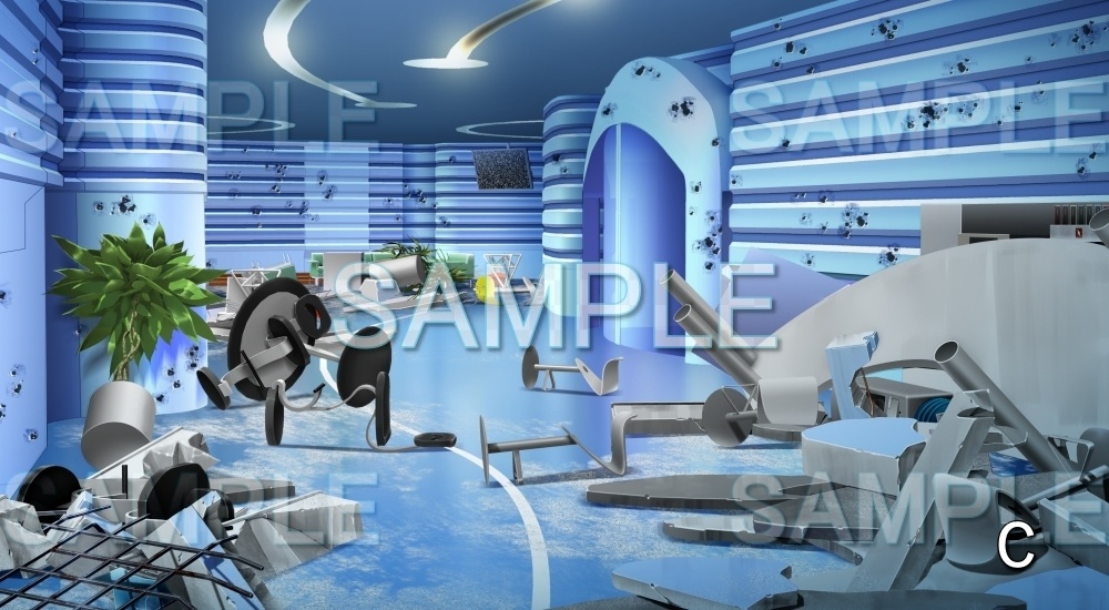 【背景素材】休憩室/リフレッシュルーム 破壊差分有り (未来編part01-bg022hlay_sn)