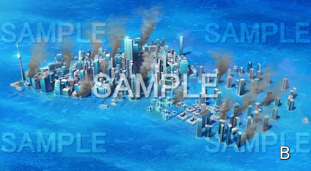 【背景素材】近未来都市 破壊差分有り (未来編part01-bg042a)