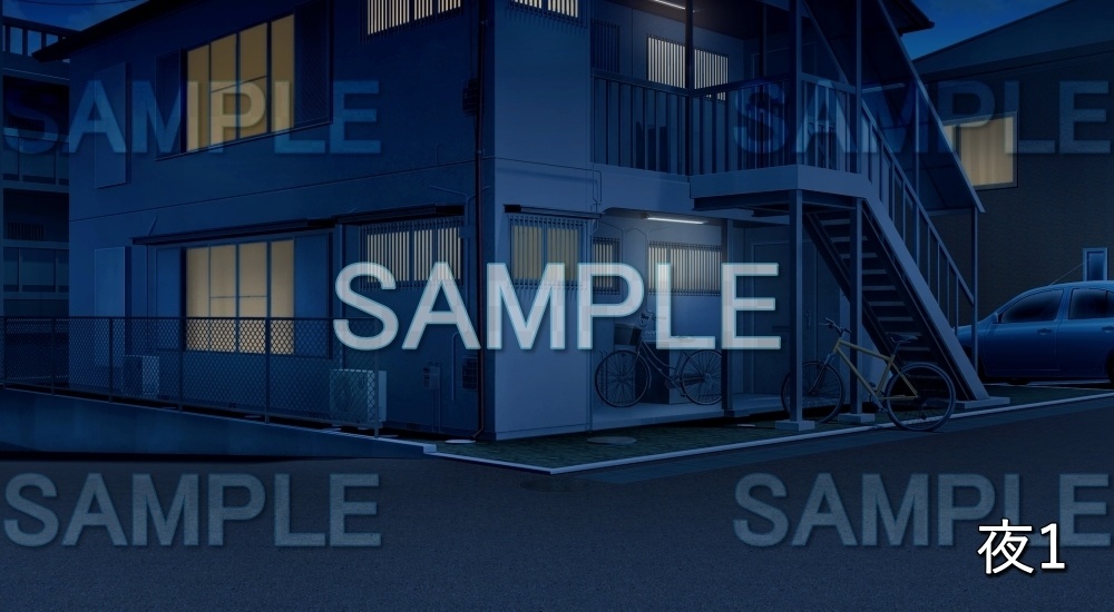 【背景素材】アパート (日常編part21-cu10)