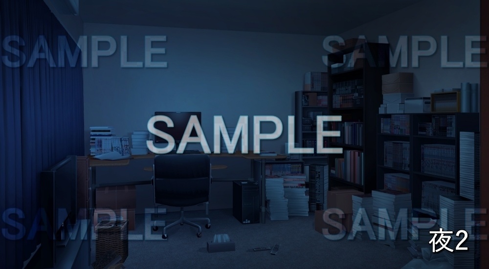 【背景素材】漫画が多い部屋 (日常編part21-cu09)