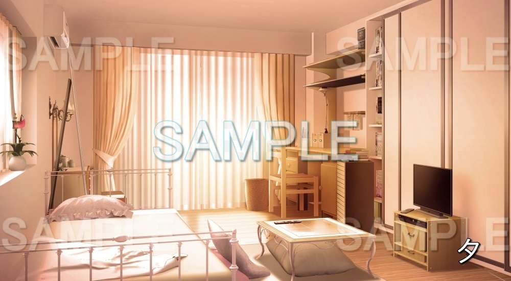 【背景素材】可愛いベッドがある部屋 (日常編part21-cu03_R2)