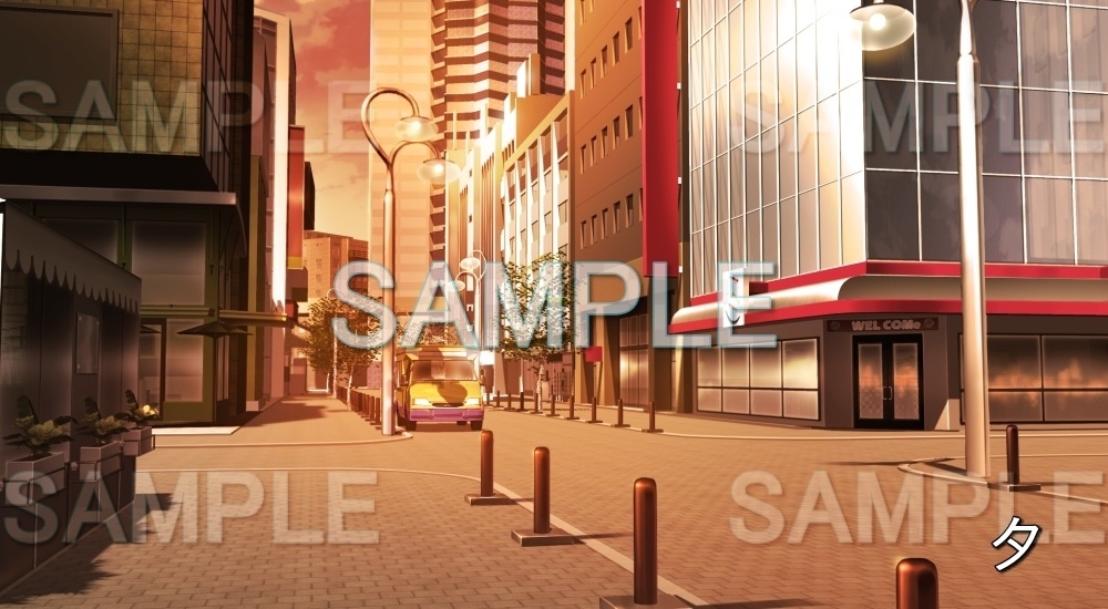 【背景素材】繁華街 | 文字なし (日常編part21-cubg13_R1_f)