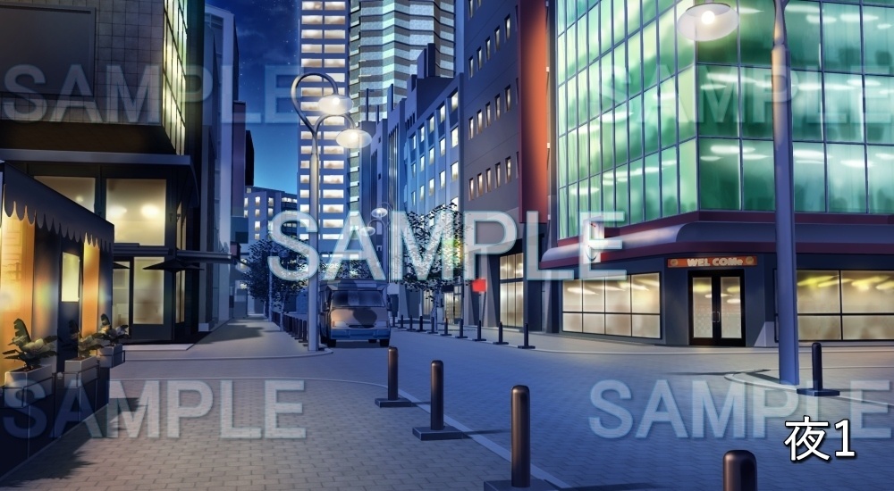 【背景素材】繁華街 | 文字なし (日常編part21-cubg13_R1_f)