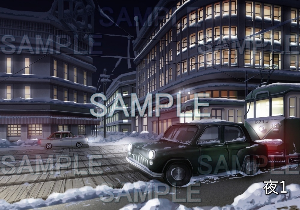 【背景素材】レトロな雪の街並み (レトロ編part1-etc001ysnow)