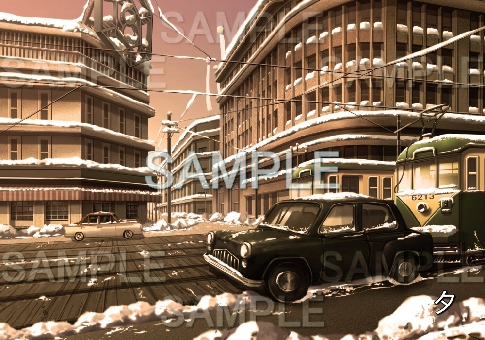【背景素材】レトロな雪の街並み (レトロ編part1-etc001ysnow)