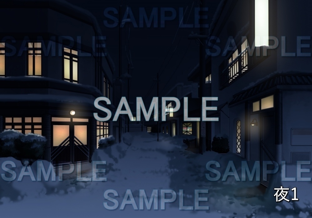 【背景素材】レトロな雪の通り (レトロ編part1-etc003snow)