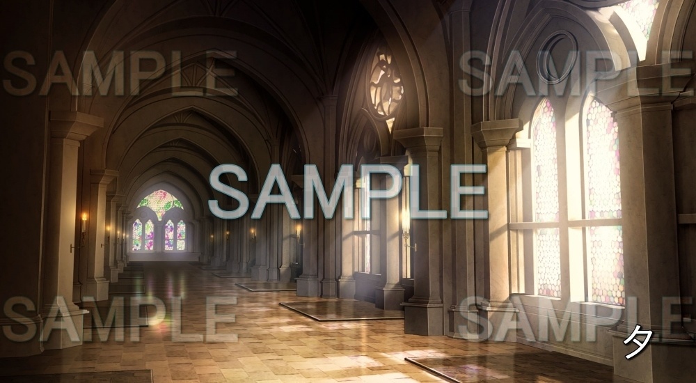 【背景素材】王宮 廊下 (ファンタジー編part02-esfan002)