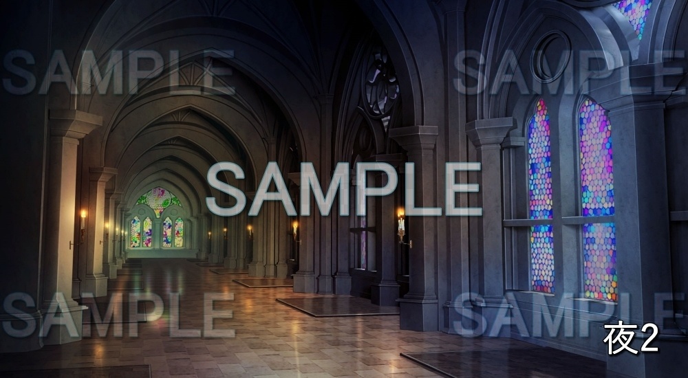 【背景素材】王宮 廊下 (ファンタジー編part02-esfan002)