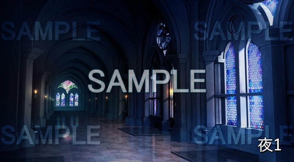 【背景素材】王宮 廊下 (ファンタジー編part02-esfan002)