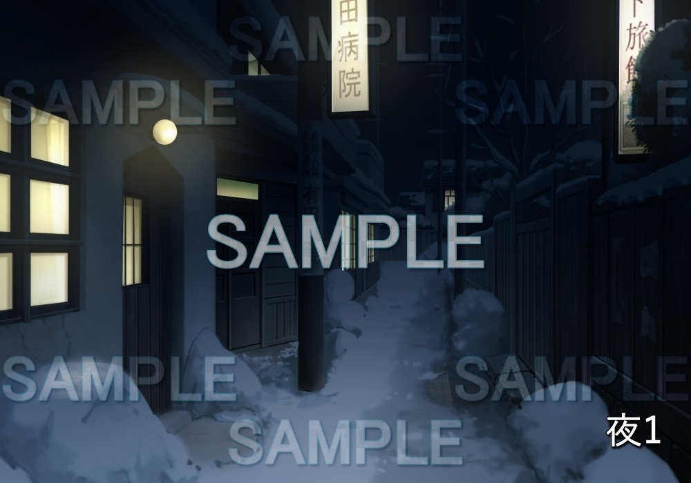 【背景素材】レトロな雪の裏道 (レトロ編part1-etc004snow)