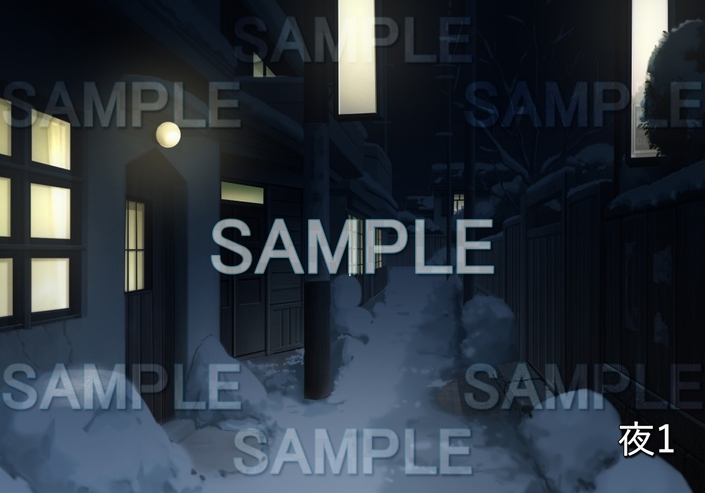 【背景素材】レトロな雪の裏道 | 文字なし  (レトロ編part1-etc004snow)