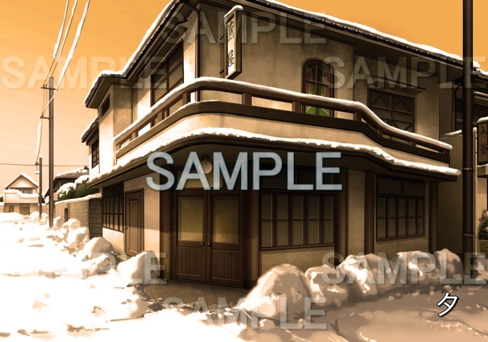 【背景素材】レトロな雪の宿 (レトロ編part1-etc005snow)