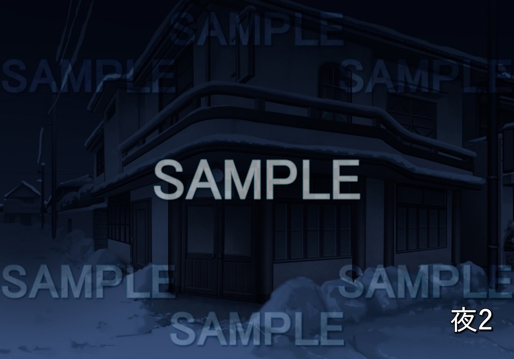 【背景素材】レトロな雪の宿 | 文字なし (レトロ編part1-etc005snow)