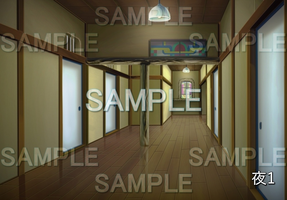 【背景素材】レトロな廊下 (レトロ編part1-etc006)