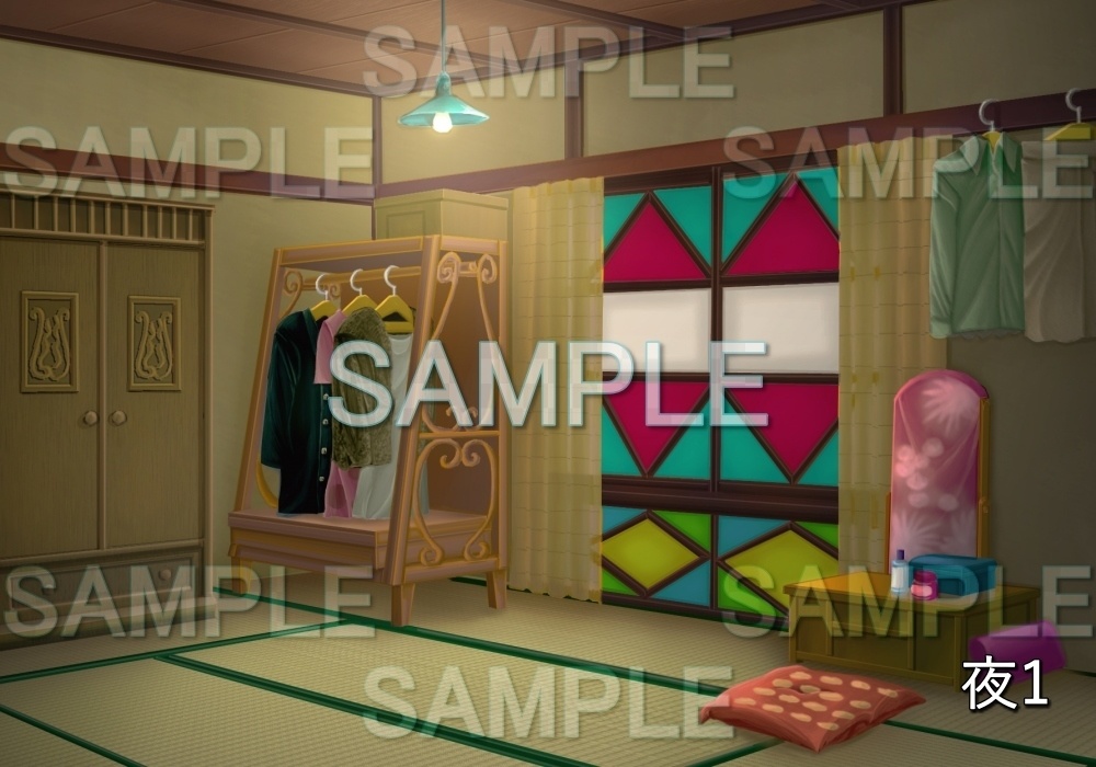 【背景素材】レトロな鏡台がある部屋 (レトロ編part1-etc009)