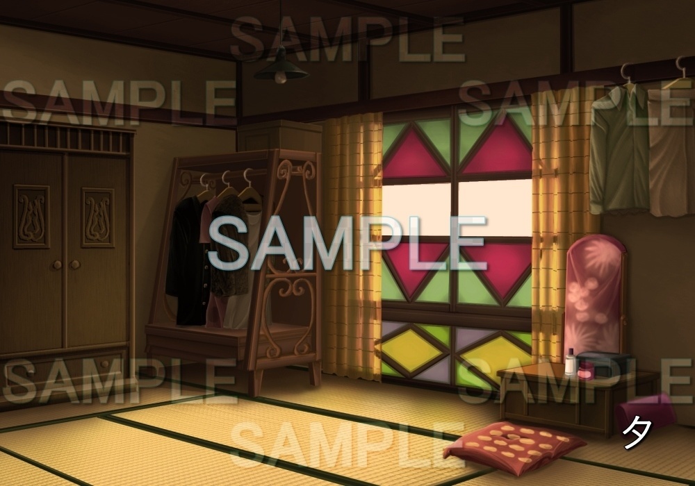 【背景素材】レトロな鏡台がある部屋 (レトロ編part1-etc009)