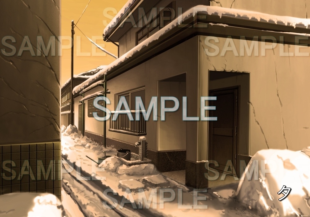 【背景素材】レトロな雪の家 (レトロ編part1-etc011snow)