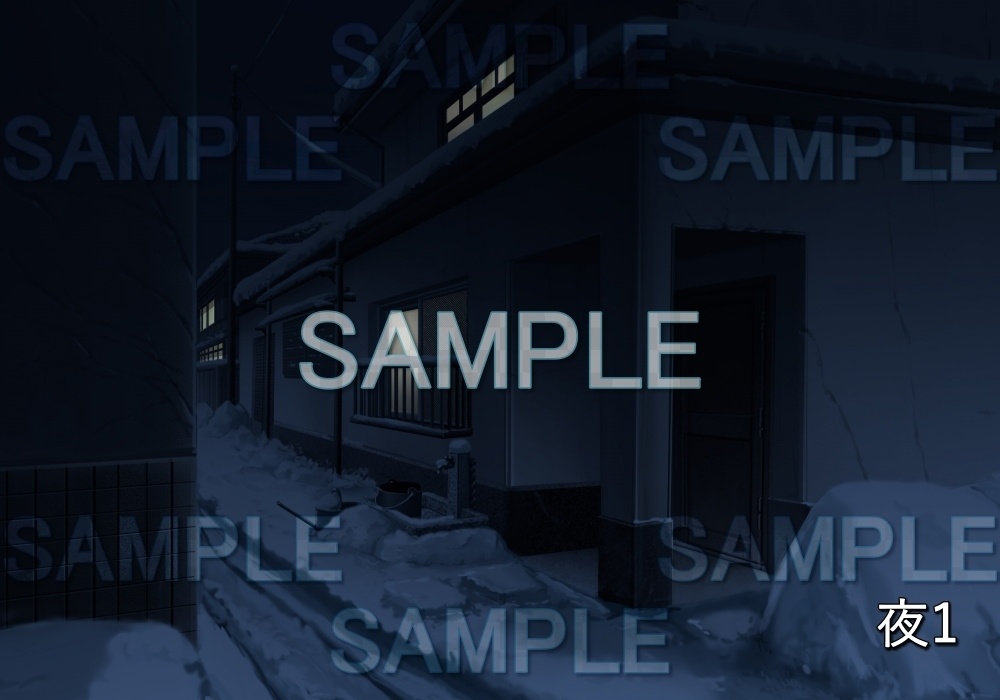 【背景素材】レトロな雪の家 (レトロ編part1-etc011snow)