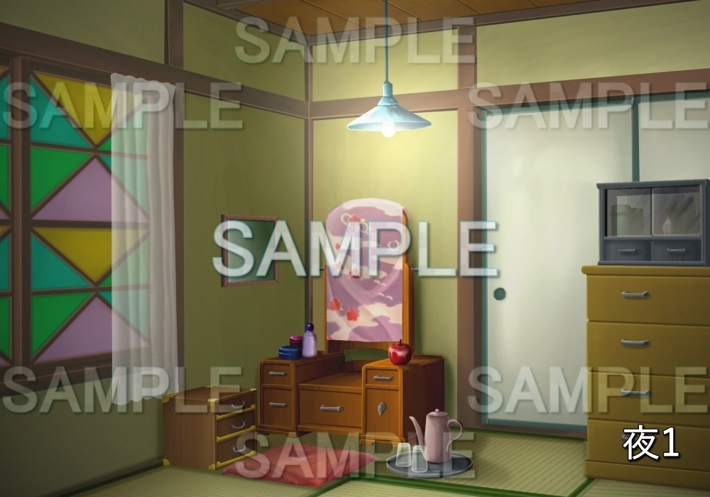 【背景素材】レトロな化粧台がある部屋(レトロ編part1-etc013)