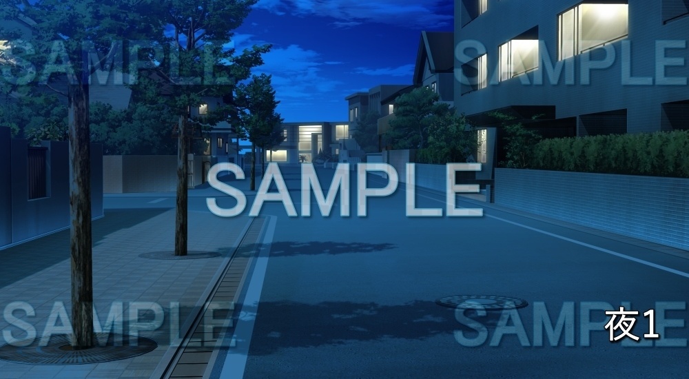 【背景素材】住宅街の道路 (日常編part18-bg003h)