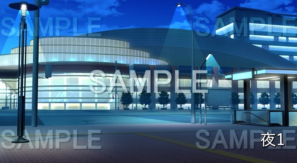 【背景素材】駅前の横断歩道 (日常編part18-bg004h)