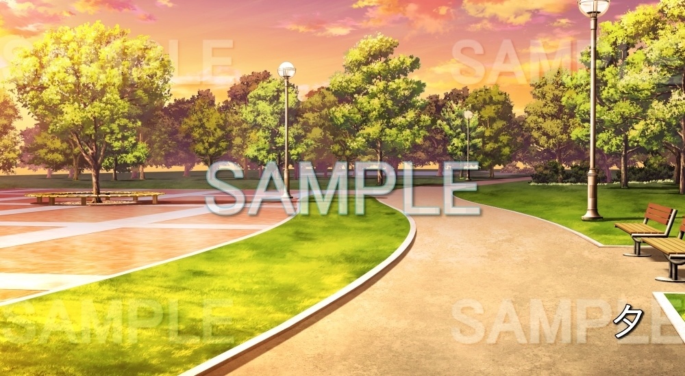 【背景素材】公園の道 (日常編part18-bg005h)