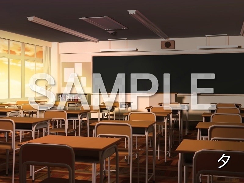 【無料背景素材】教室 (学園編-rtclassroom01)