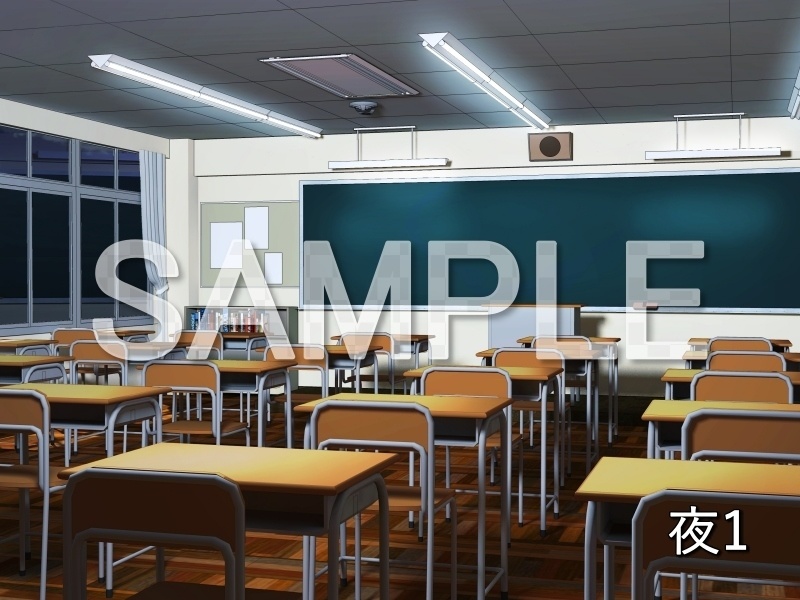【無料背景素材】教室 (学園編-rtclassroom01)