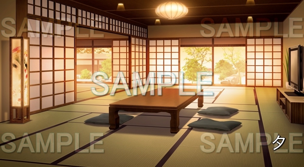【背景素材】和室の居間 (日常編part18-bg014h)