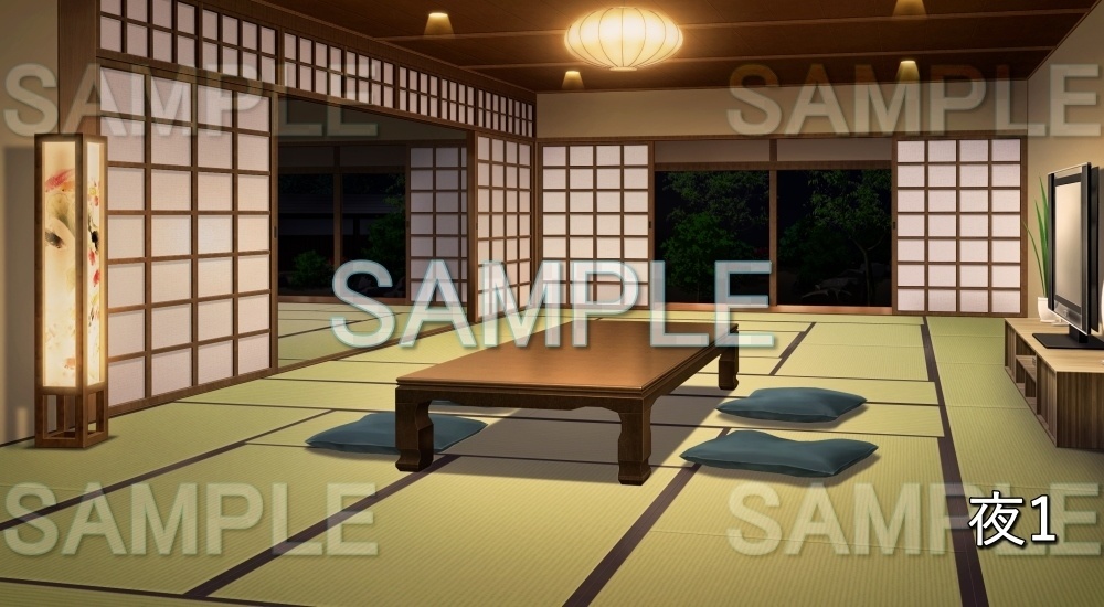 【背景素材】和室の居間 (日常編part18-bg014h)