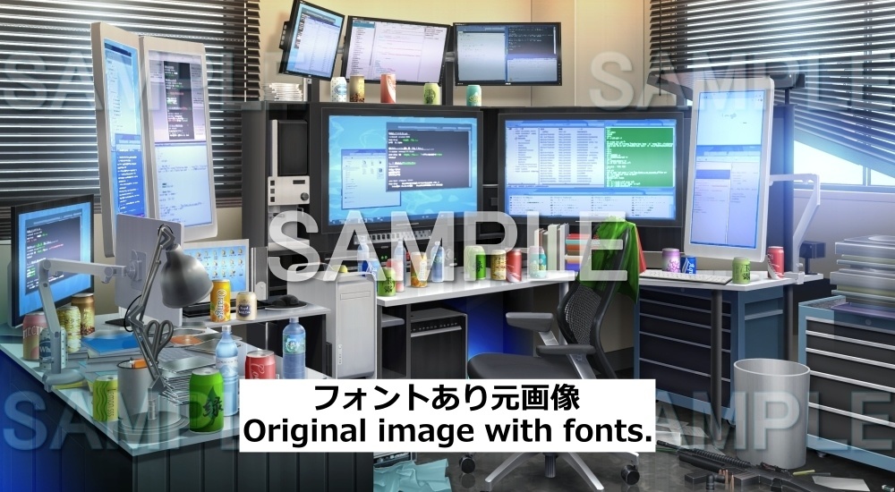 【背景素材】プログラマーな部屋 | 文字なし (日常編part18-bg015h)