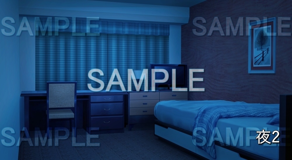 【背景素材】ビジネスホテルな部屋 シングル (日常編part18-bg025h)