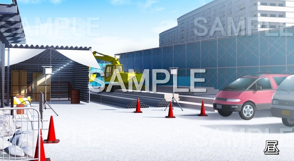 【背景素材】作業現場 ｜ 文字なし版  (特殊編part1-snowmori_020)