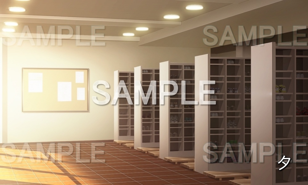 【背景素材】下駄箱 昇降口 (学園編part10-1711gakuen003)