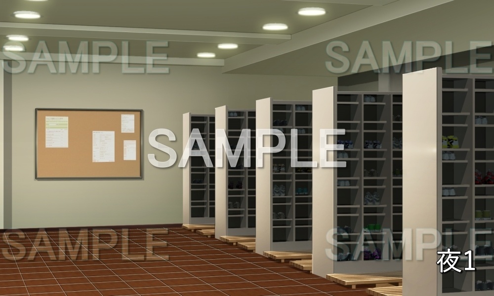 【背景素材】下駄箱 昇降口 (学園編part10-1711gakuen003)