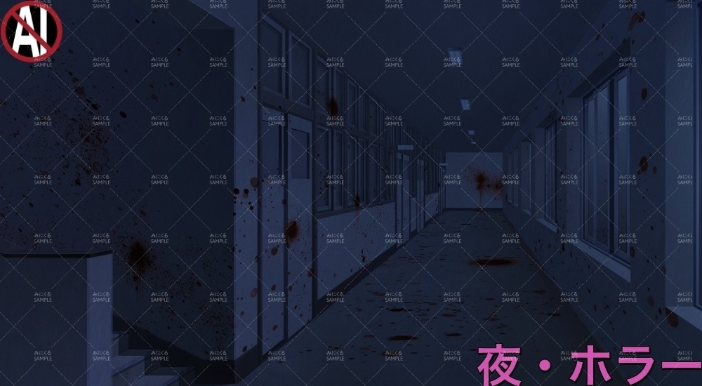 【背景素材】廊下 (学園編part10-1711gakuen005)