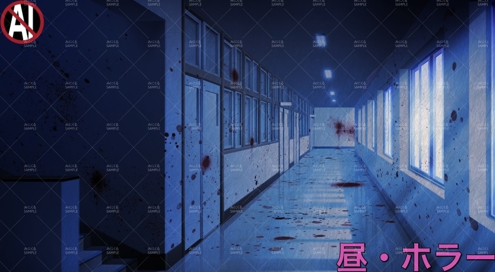 【背景素材】廊下 (学園編part10-1711gakuen005)