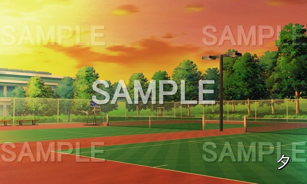 【背景素材】テニスコート (学園編part10-1711gakuen006)