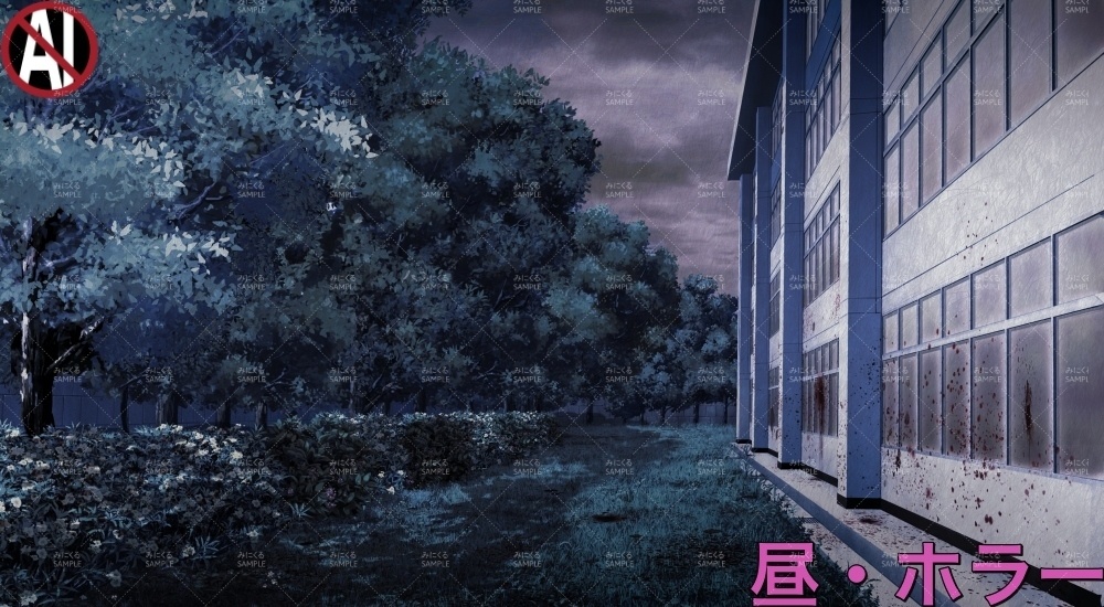 【背景素材】校舎裏 (学園編part10-1711gakuen012)