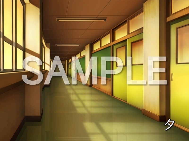 【無料背景素材】廊下 (学園編-1024school_06)