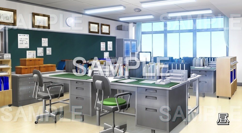 背景素材 職員室 学園編part10 1711gakuen016 背景専門店みにくる Booth