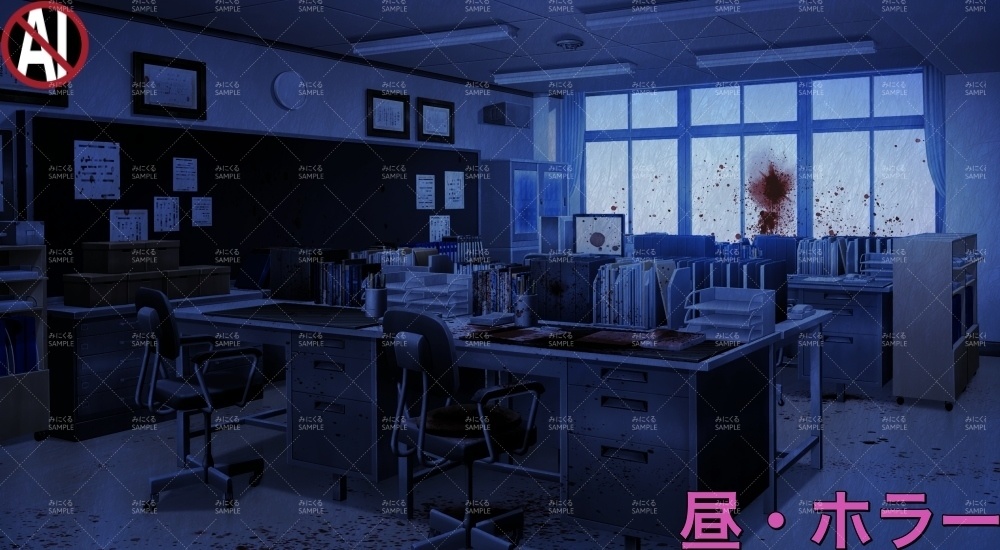 【背景素材】職員室 (学園編part10-1711gakuen016)