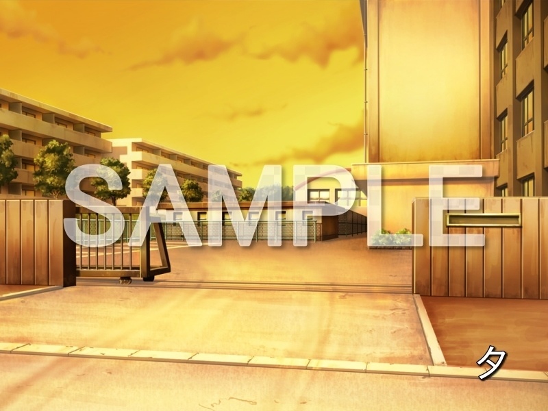 【無料背景素材】校門 (学園編-1024school_03)