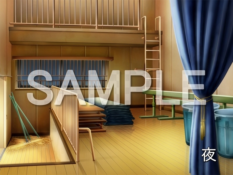 【無料背景素材】体育館倉庫 (学園編-1024school_02)