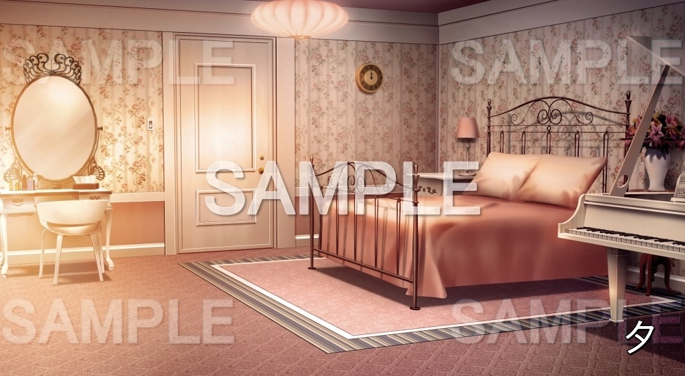 【背景素材】華やかな寝室 (お屋敷編part06-oyashiki06010)